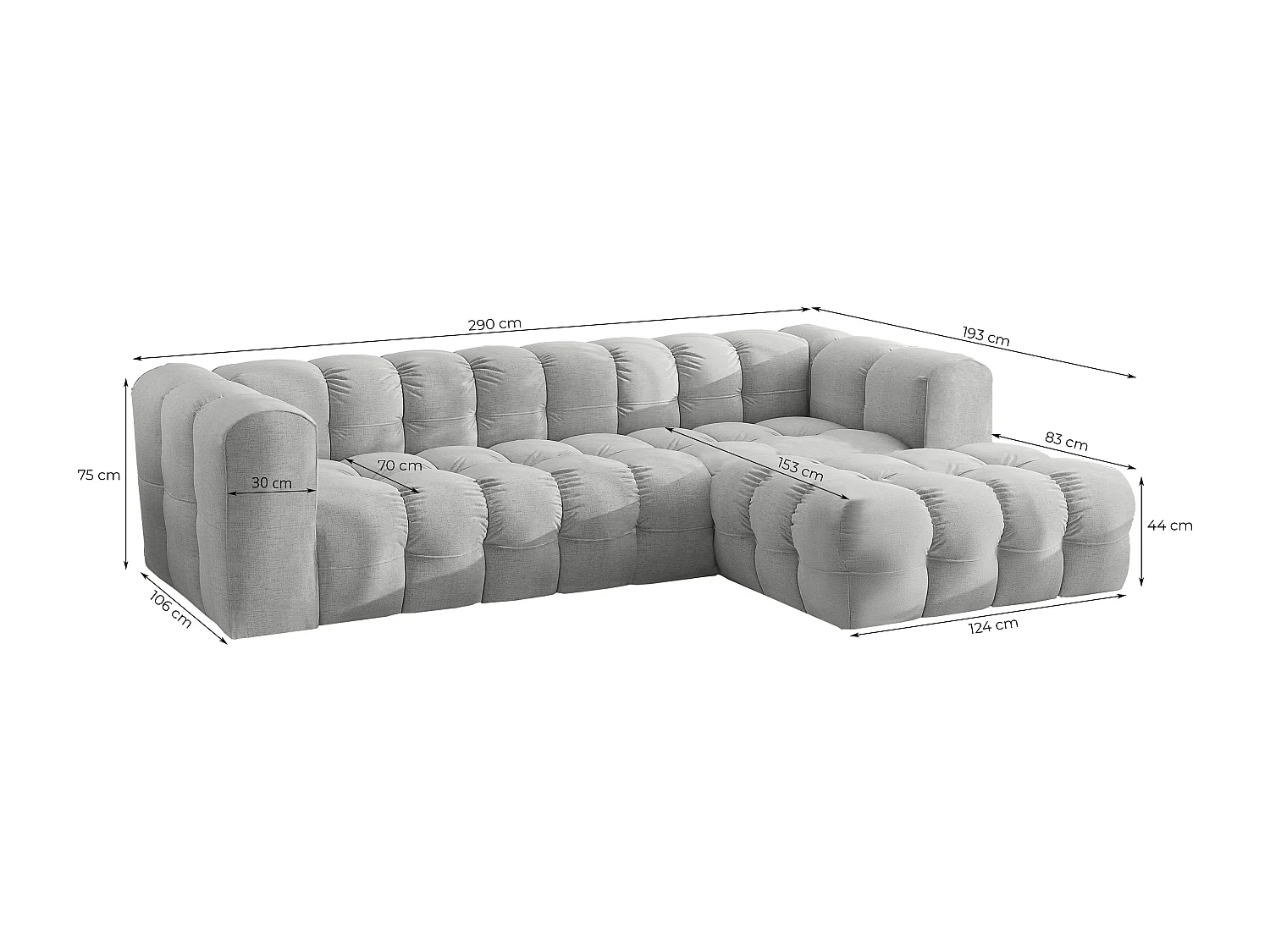 Narożnik Baloo L, do salonu, tkanina Tiffany, prawy, taupe