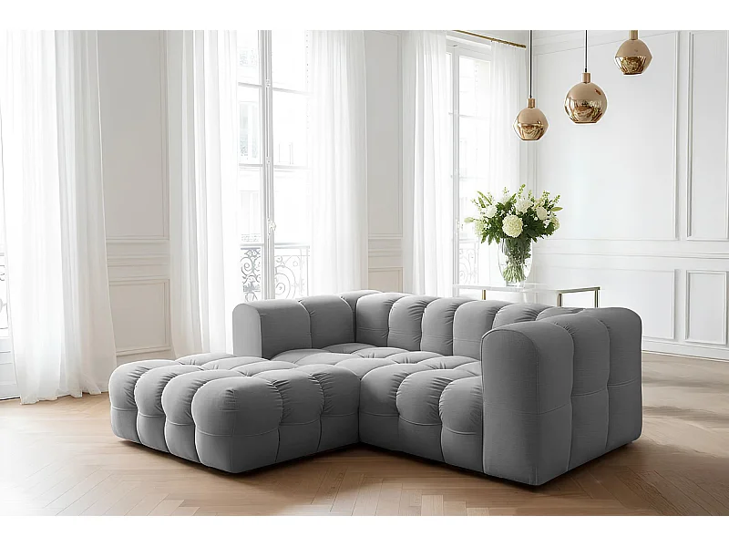 Narożnik Baloo L mini, do salonu, tkanina Tiffany, lewy, szary