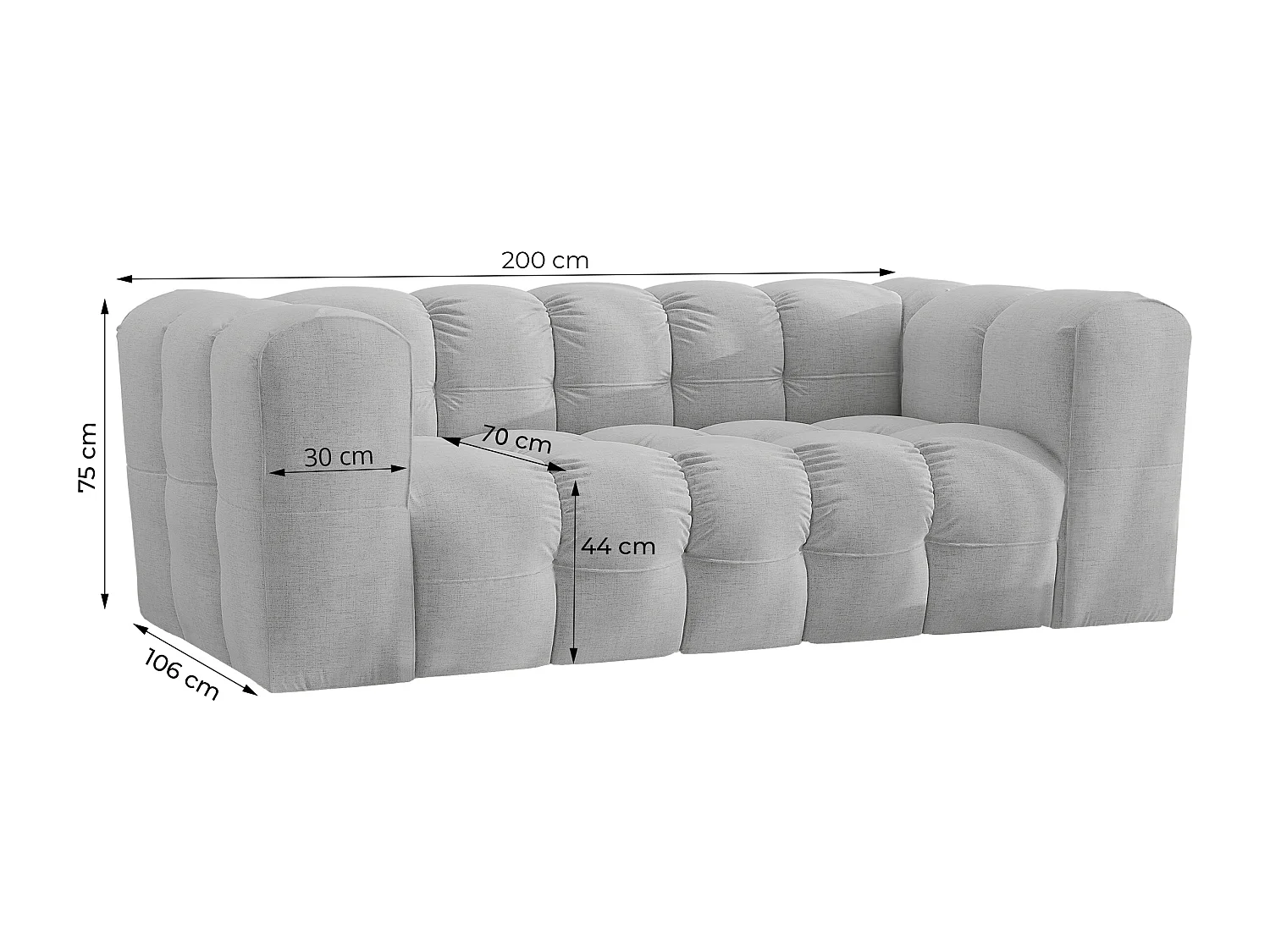 Sofa Baloo, 2-osobowa, do salonu, tkanina Moly, pomarańcz