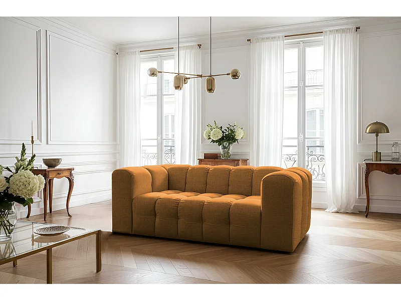 Sofa Baloo, 2-osobowa, do salonu, tkanina Moly, pomarańcz