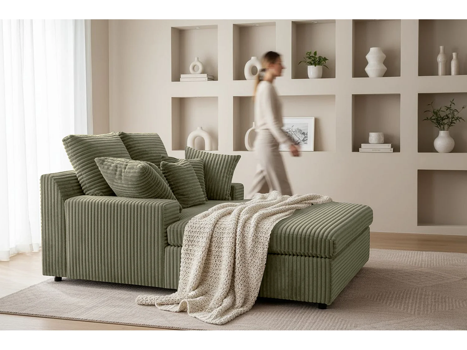 Szezlong Lazy One Tilia 37 oliwkowy