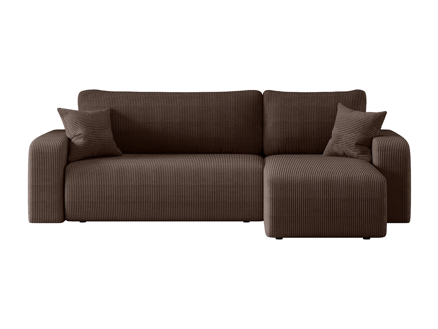 Canapé d'Angle réversible convertible avec fonction de couchage Piano L coffre universel en velours côtelé brun chocolat du fabricant - VINOTTI