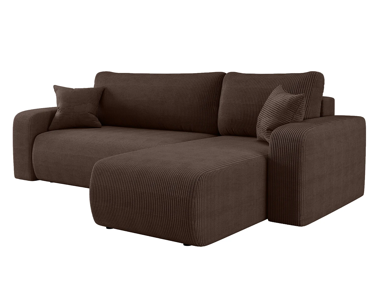 Canapé d'angle convertible 3 places avec coffre en velours brun