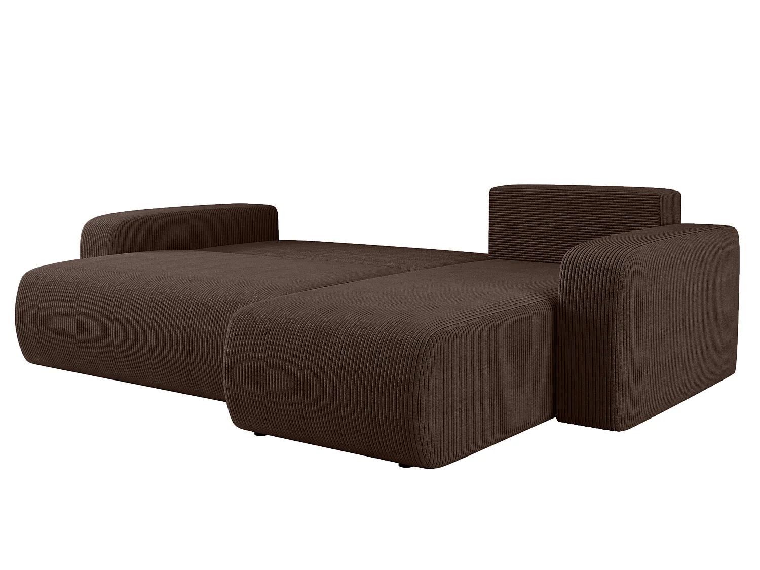 Canapé d'angle convertible 3 places avec coffre en velours brun