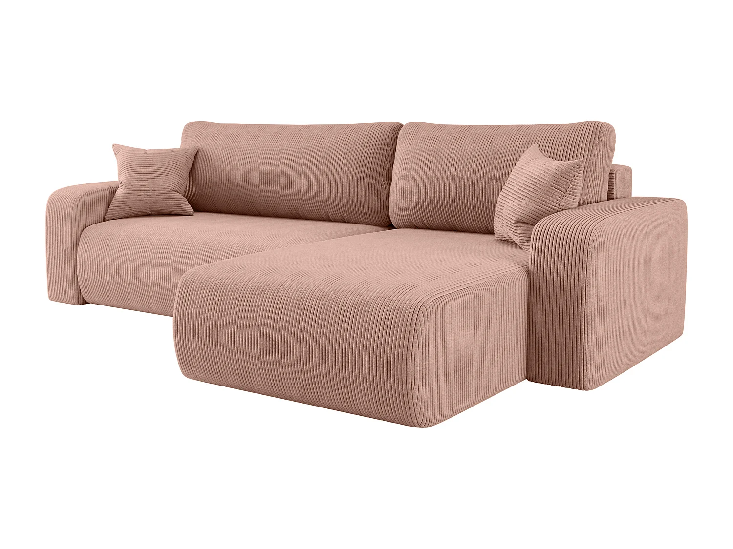 Canapé d'Angle réversible convertible avec fonction de couchage Piano XL coffre universel en velours côtelé rose poudré du fabricant - VINOTTI