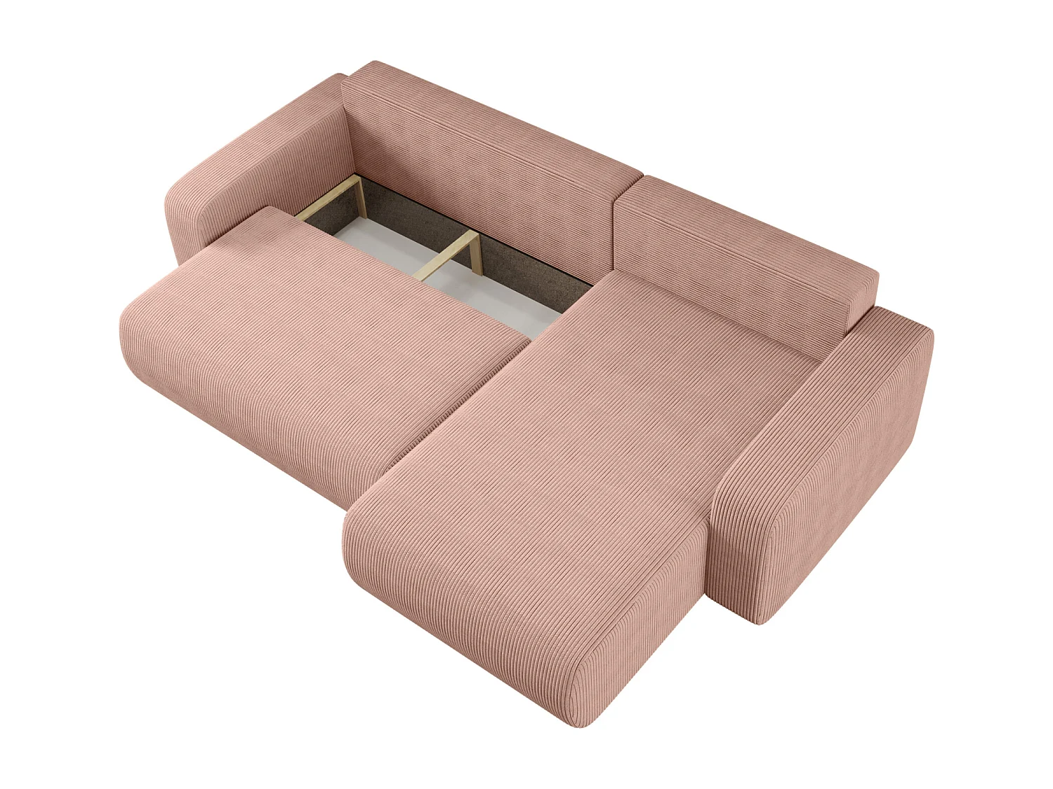 Canapé d'Angle réversible convertible avec fonction de couchage Piano XL coffre universel en velours côtelé rose poudré du fabricant - VINOTTI