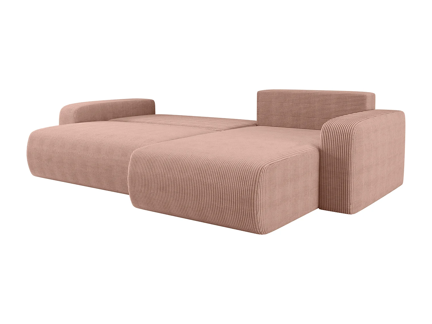 Canapé d'Angle réversible convertible avec fonction de couchage Piano XL coffre universel en velours côtelé rose poudré du fabricant - VINOTTI