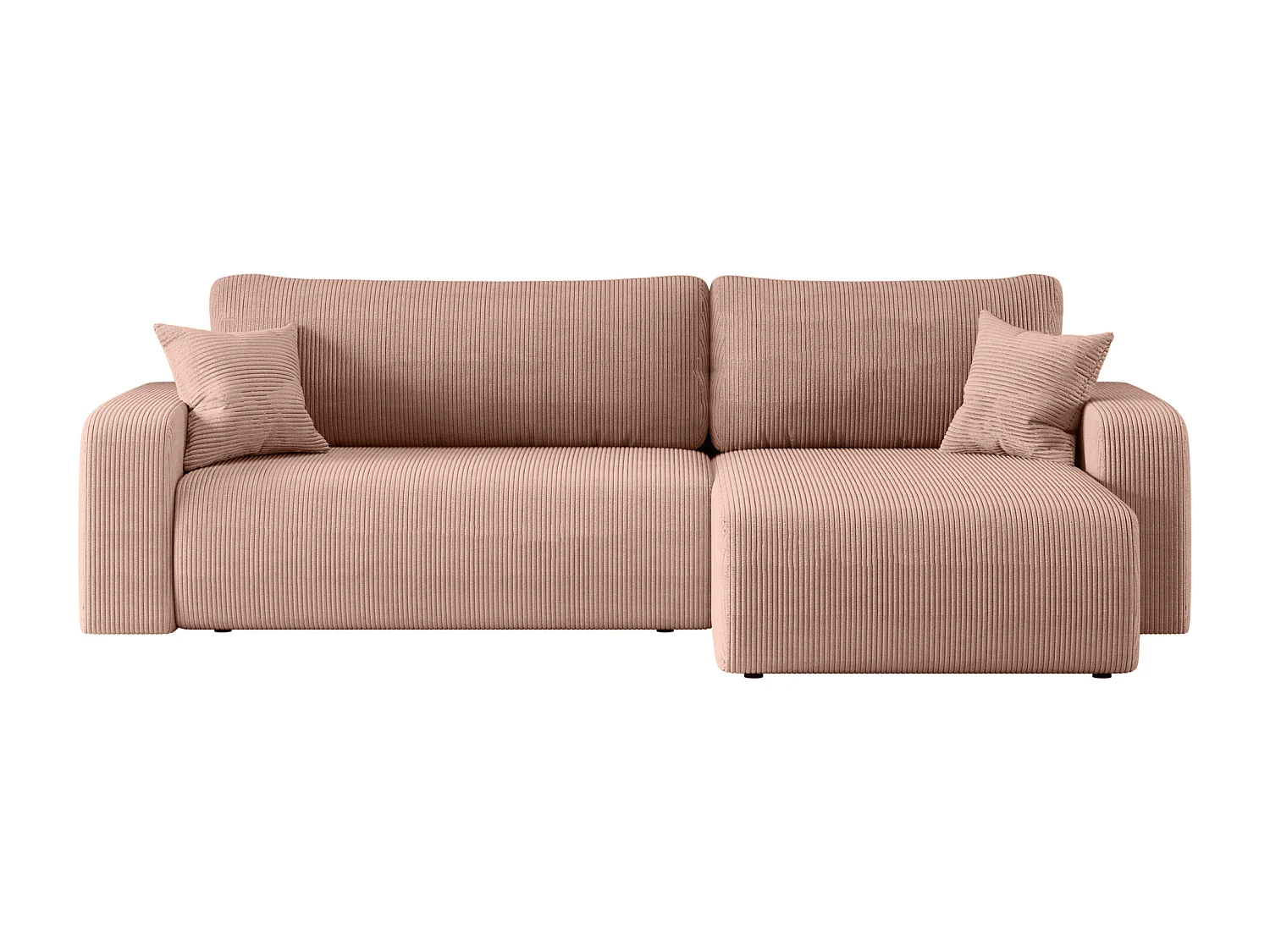 Hoekbank slaapbank Piano XL met slaapfunctie, universele opbergruimte, in poeder roze ribfluweel – van de fabrikant VINOTTI