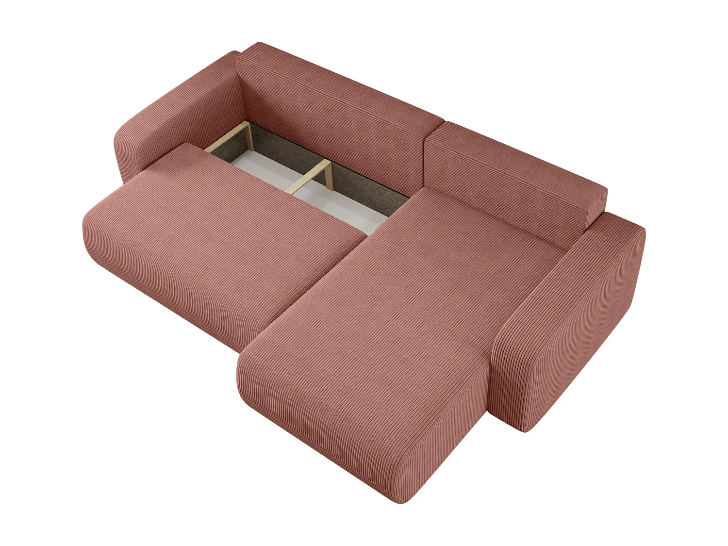 Canapé d'Angle réversible convertible avec fonction de couchage Piano XL coffre universel en velours côtelé cuivre du fabricant - VINOTTI