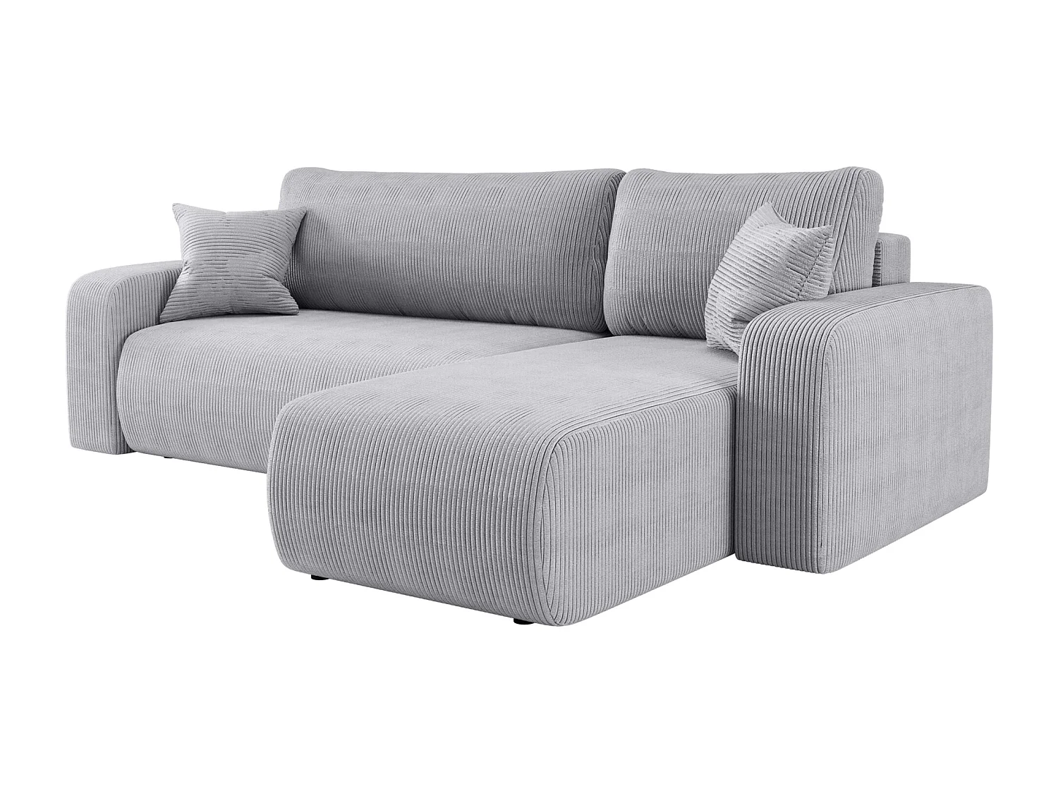 Canapé d'Angle réversible convertible avec fonction de couchage Piano L coffre universel en velours côtelé gris clair du fabricant - VINOTTI
