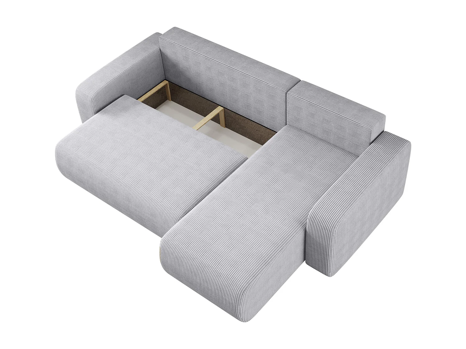 Canapé d'Angle réversible convertible avec fonction de couchage Piano L coffre universel en velours côtelé gris clair du fabricant - VINOTTI