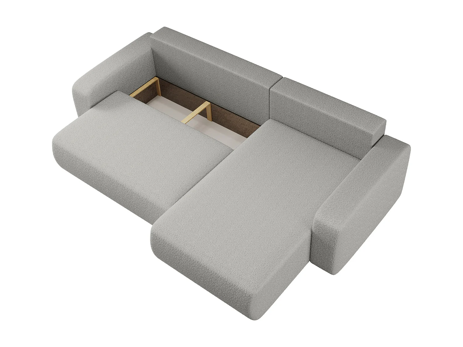 Canapé d'Angle réversible convertible avec fonction de couchage Piano XL coffre universel en tissu bouclé gris du fabricant - VINOTTI