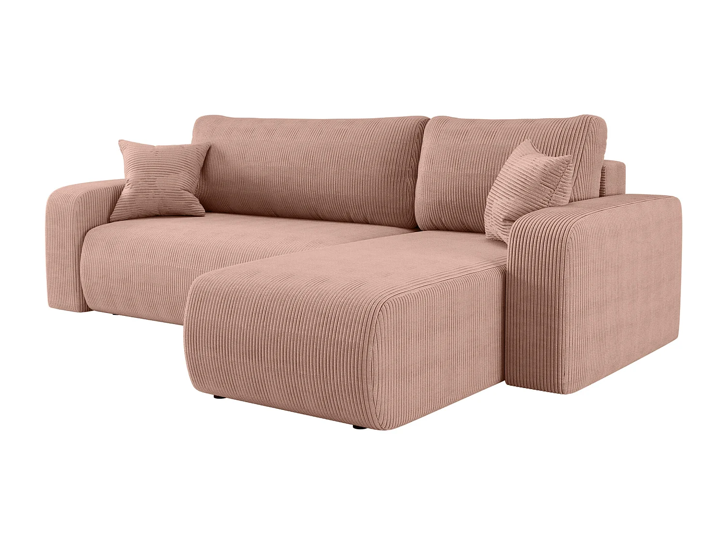 Canapé d'Angle réversible convertible avec fonction de couchage Piano L coffre universel en velours côtelé Rose poudré du fabricant - VINOTTI