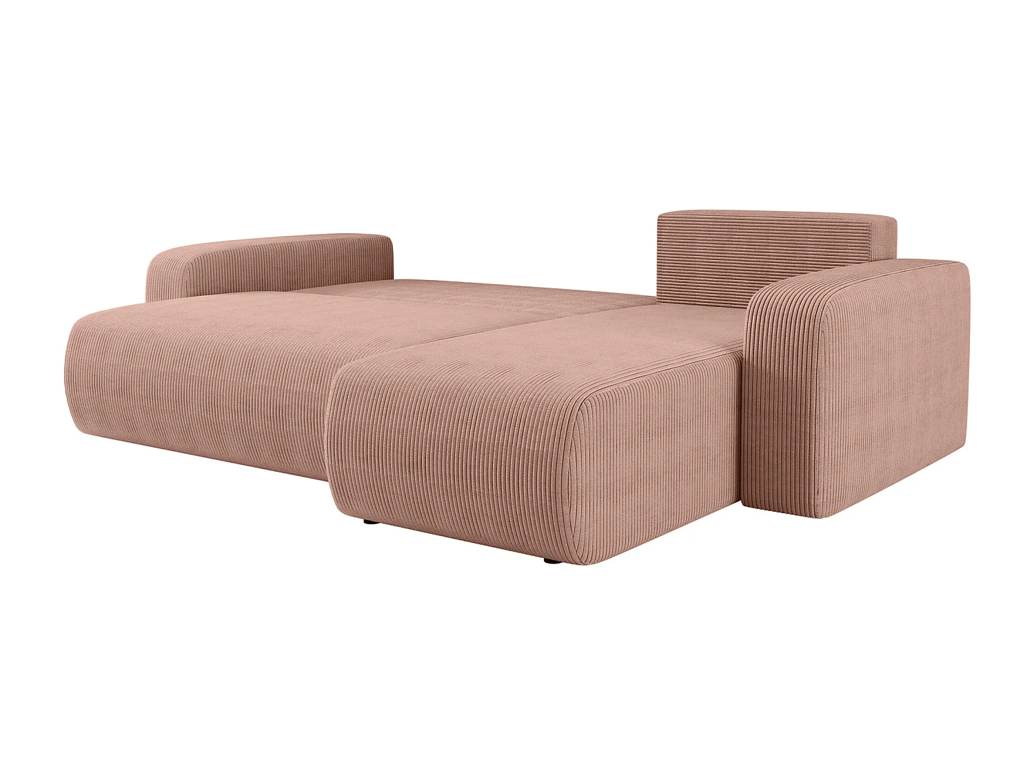 Canapé d'Angle réversible convertible avec fonction de couchage Piano L coffre universel en velours côtelé Rose poudré du fabricant - VINOTTI