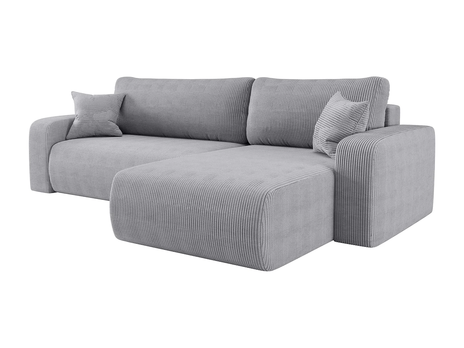 Canapé d'Angle réversible convertible avec fonction de couchage Piano XL coffre universel en velours côtelé gris clair du fabricant - VINOTTI