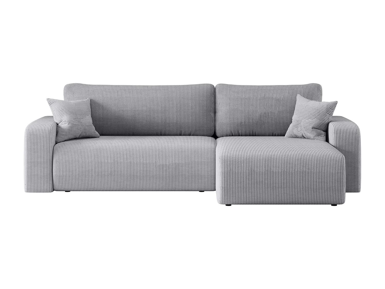 Canapé d'Angle réversible convertible avec fonction de couchage Piano XL coffre universel en velours côtelé gris clair du fabricant - VINOTTI