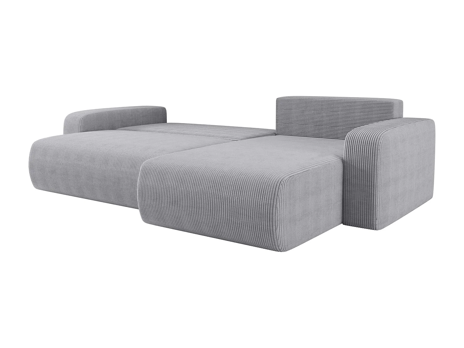 Canapé d'Angle réversible convertible avec fonction de couchage Piano XL coffre universel en velours côtelé gris clair du fabricant - VINOTTI