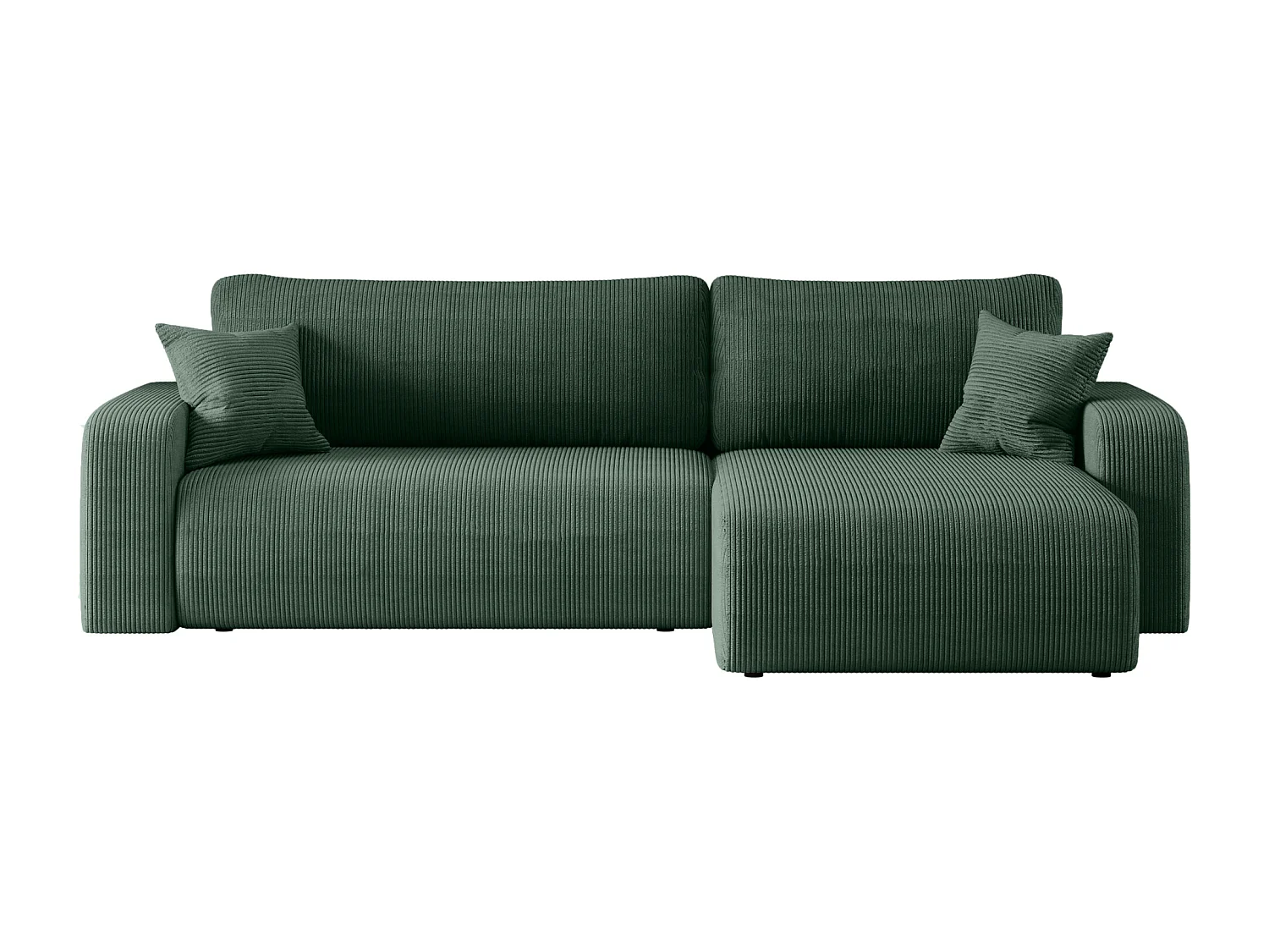 Canapé d'Angle réversible convertible avec fonction de couchage Piano XL coffre universel en velours côtelé vert bouteille du fabricant - VINOTTI