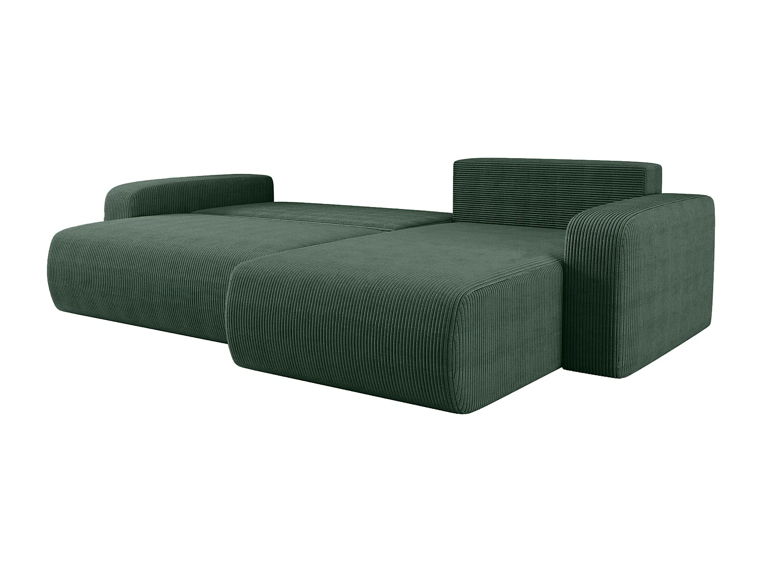 Canapé d'Angle réversible convertible avec fonction de couchage Piano XL coffre universel en velours côtelé vert bouteille du fabricant - VINOTTI