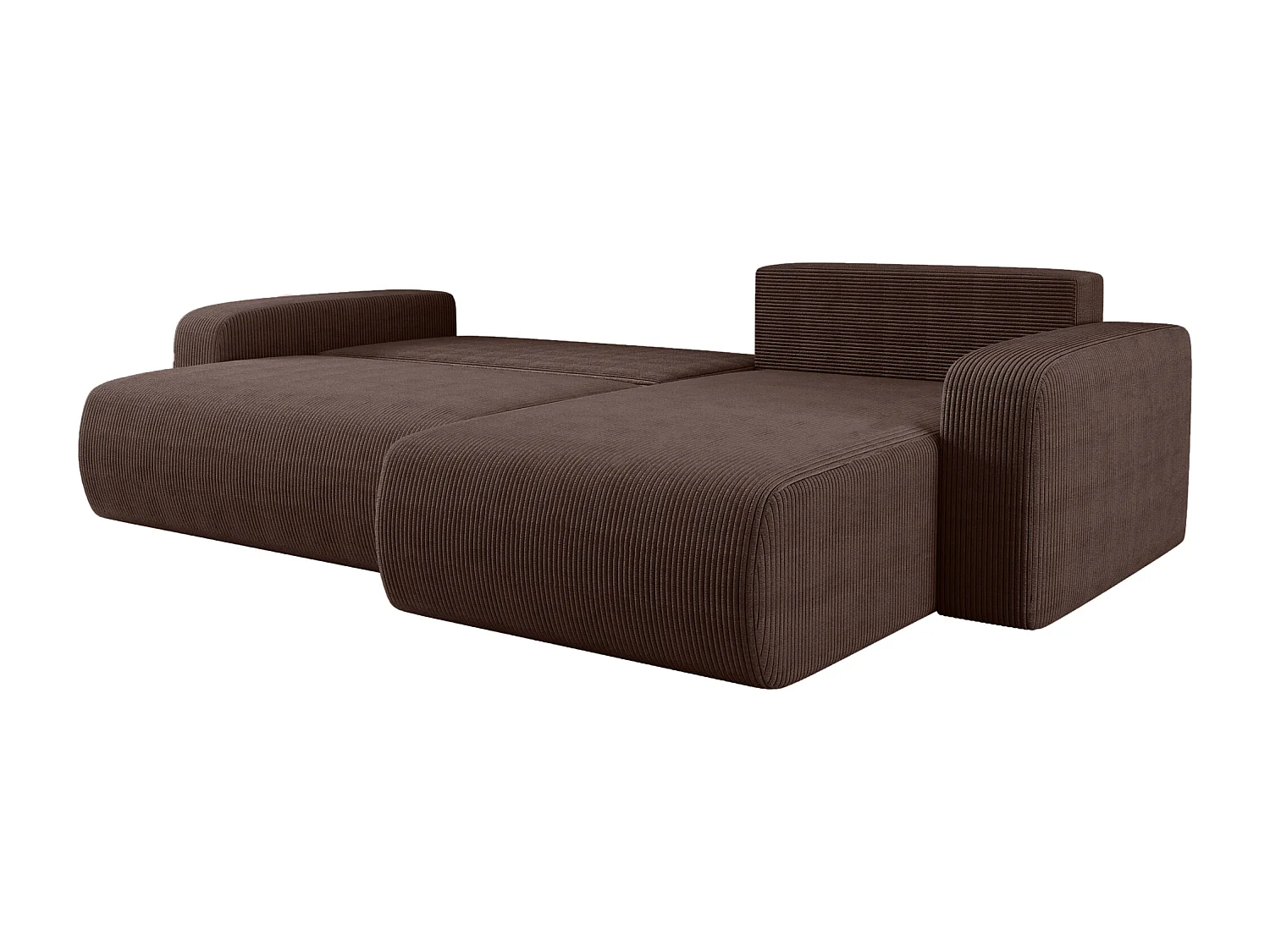 Canapé d'Angle réversible convertible avec fonction de couchage Piano XLcoffre universel en velours côtelé brun chocolat du fabricant - VINOTTI