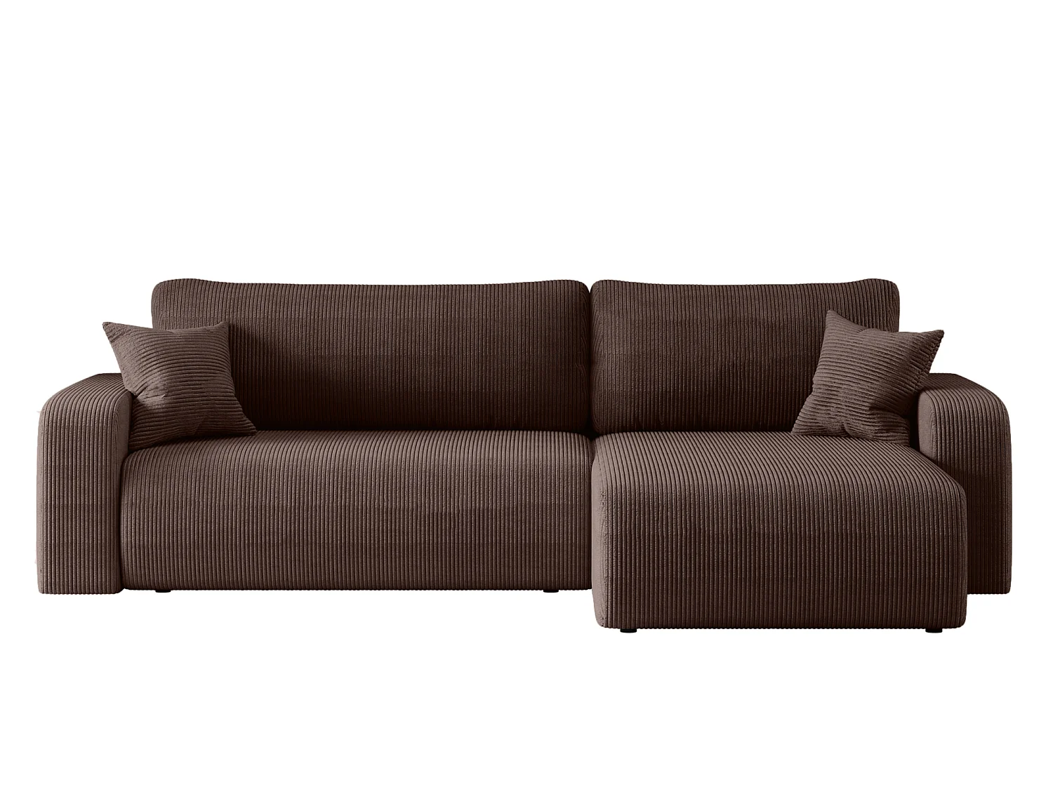 Canapé d'angle convertible 4 places avec coffre en velours brun