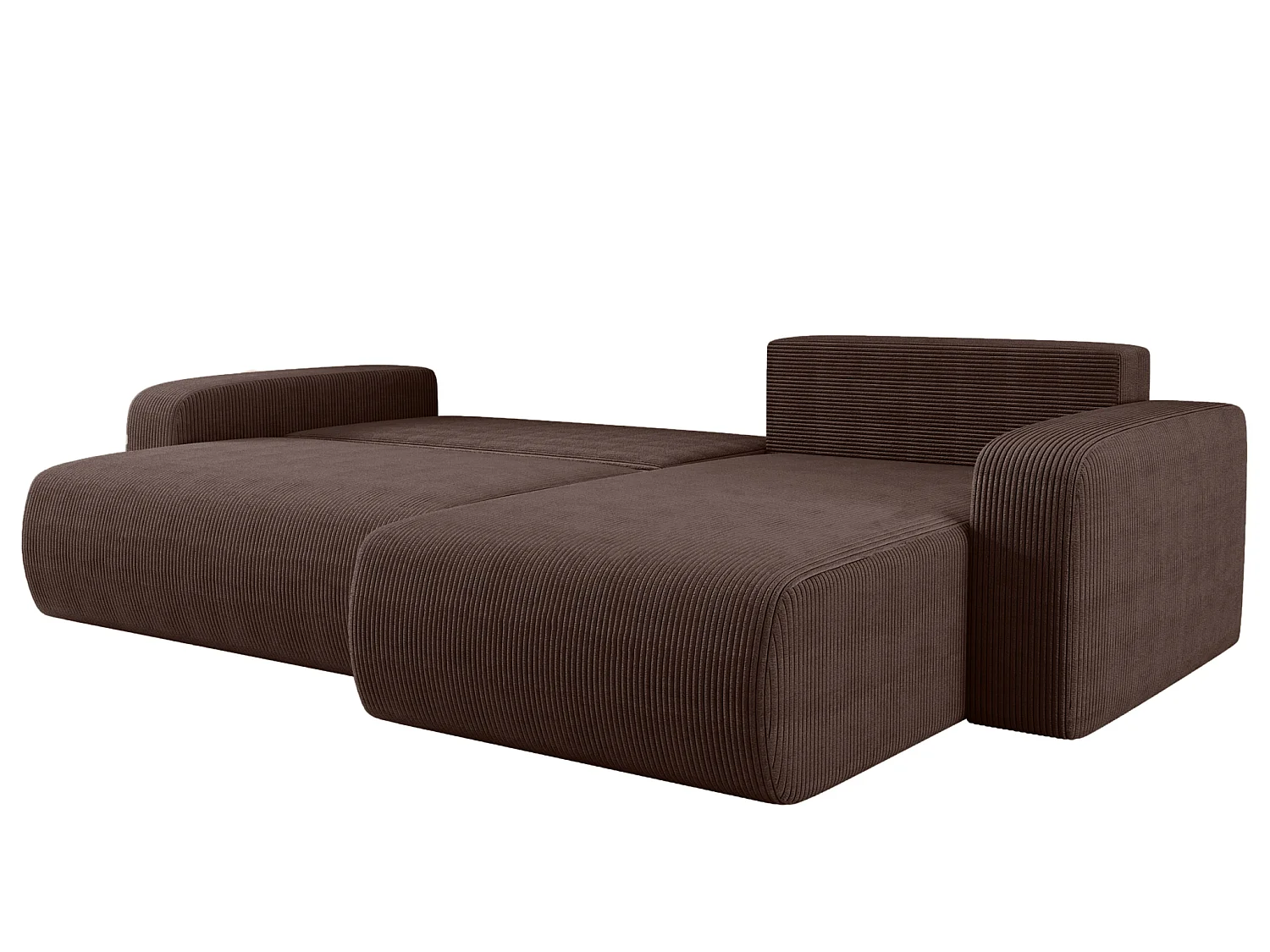 Canapé d'angle convertible 4 places avec coffre en velours brun