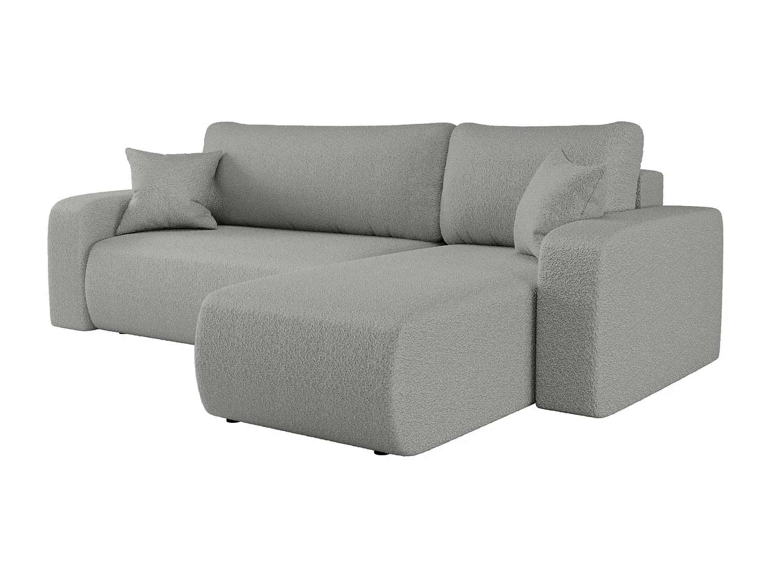 Canapé d'Angle réversible convertible avec fonction de couchage Piano L coffre universel en tissu bouclé gris du fabricant - VINOTTI
