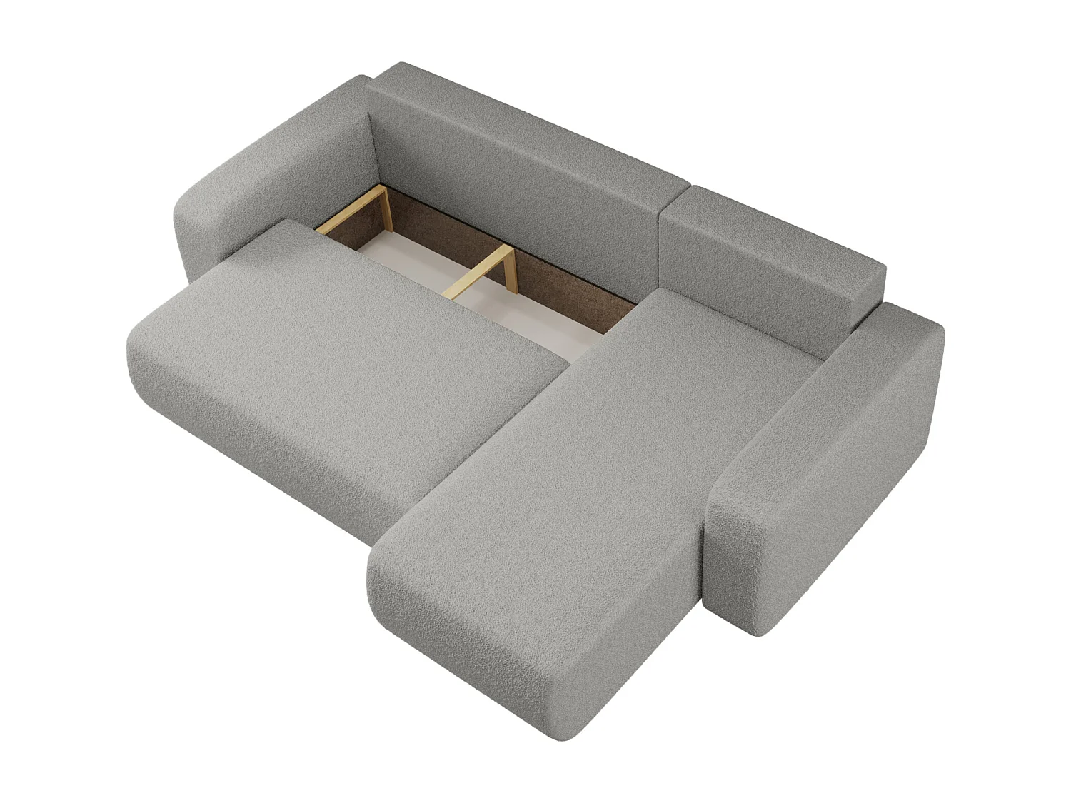 Canapé d'Angle réversible convertible avec fonction de couchage Piano L coffre universel en tissu bouclé gris du fabricant - VINOTTI