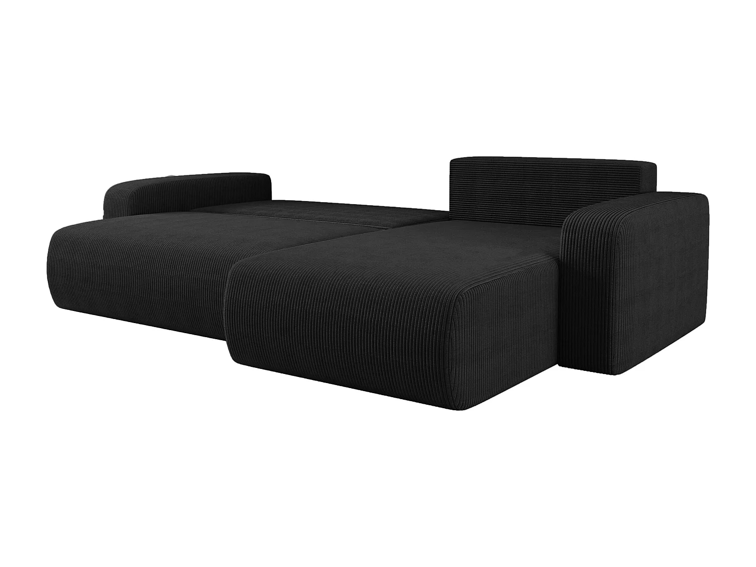 Canapé d'Angle réversible convertible avec fonction de couchage Piano XL coffre universel en velours côtelé noir du fabricant - VINOTTI