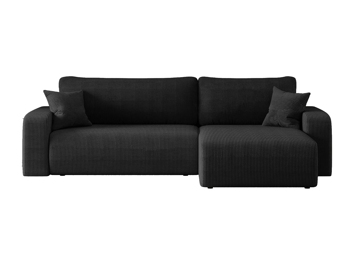 Hoekbank slaapbank Piano XL met slaapfunctie, universele opbergruimte, in zwart ribfluweel – van de fabrikant VINOTTI