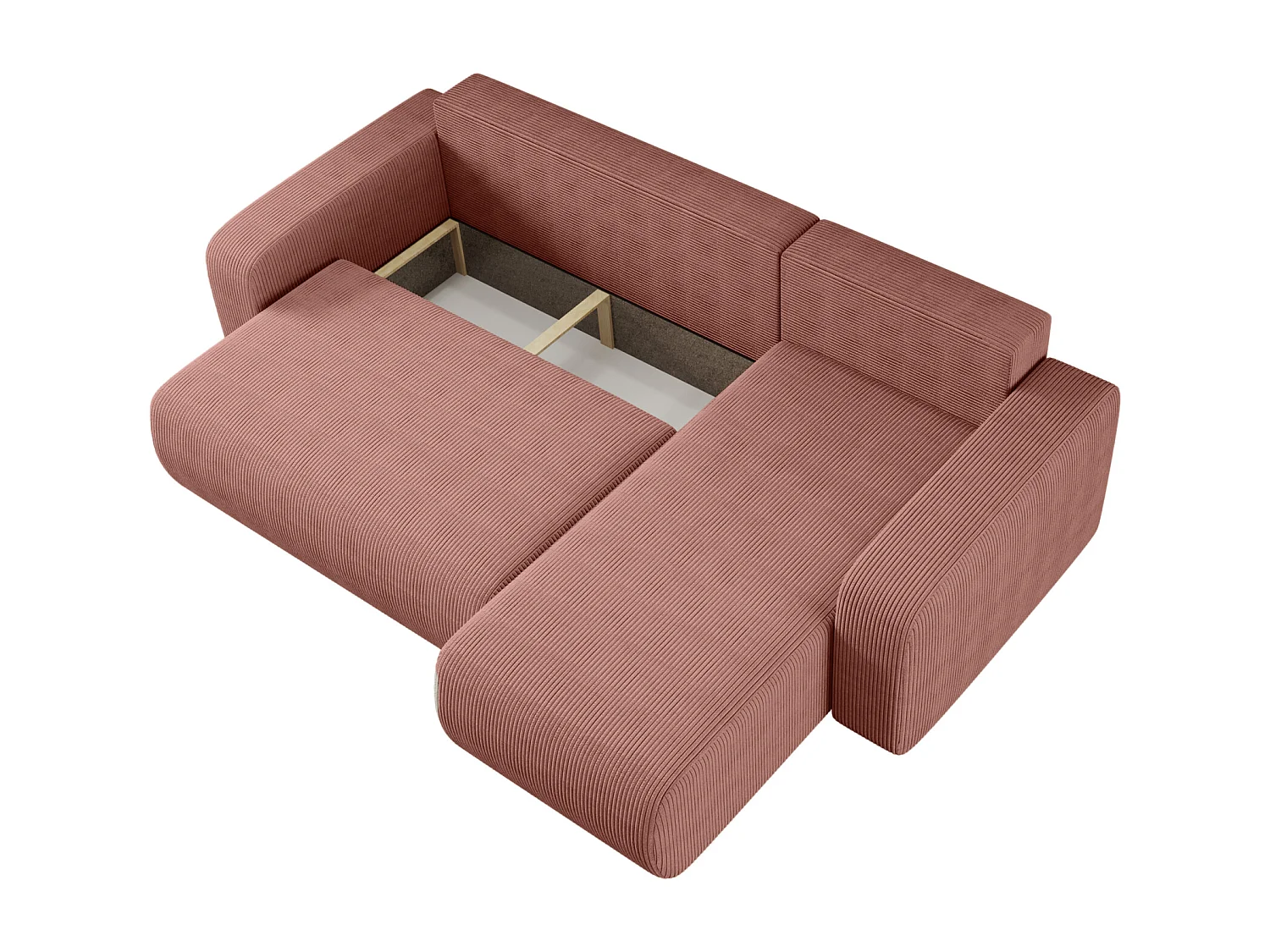 Canapé d'Angle réversible convertible avec fonction de couchage Piano L coffre universel en velours côtelé cuivre du fabricant - VINOTTI