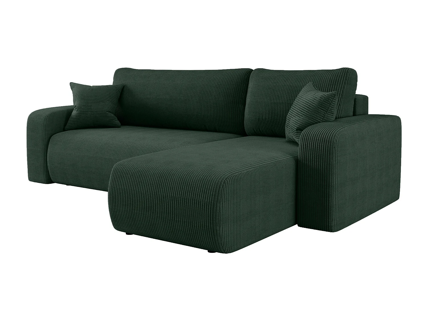 Canapé d'Angle réversible convertible avec fonction de couchage Piano L coffre universel en velours côtelé vert bouteille du fabricant - VINOTTI