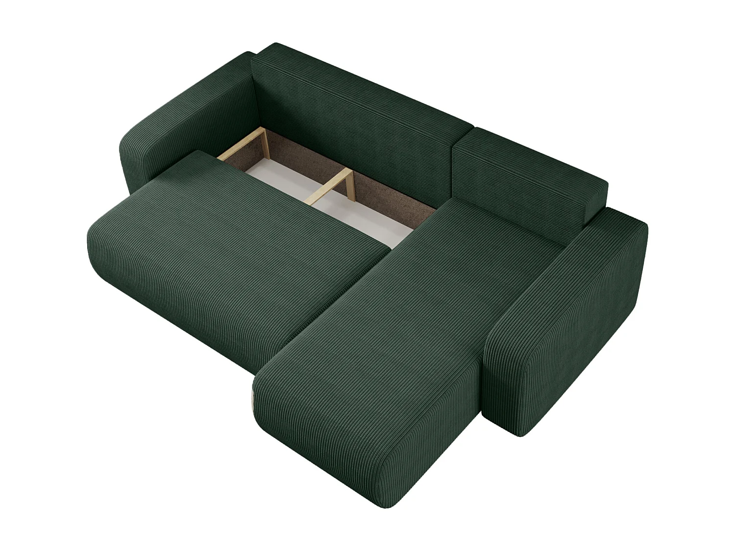 Canapé d'Angle réversible convertible avec fonction de couchage Piano L coffre universel en velours côtelé vert bouteille du fabricant - VINOTTI