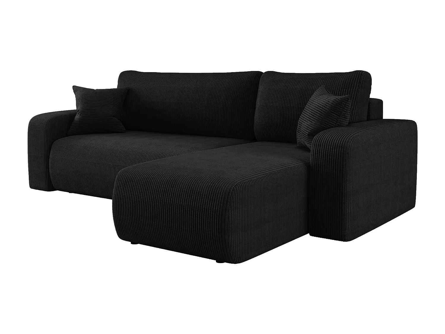 Canapé d'Angle réversible convertible avec fonction de couchage Piano L coffre universel en velours côtelé noir du fabricant - VINOTTI