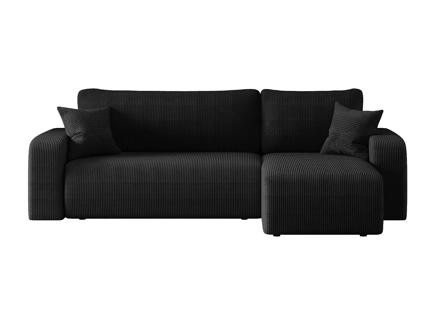 Canapé d'Angle réversible convertible avec fonction de couchage Piano L coffre universel en velours côtelé noir du fabricant - VINOTTI