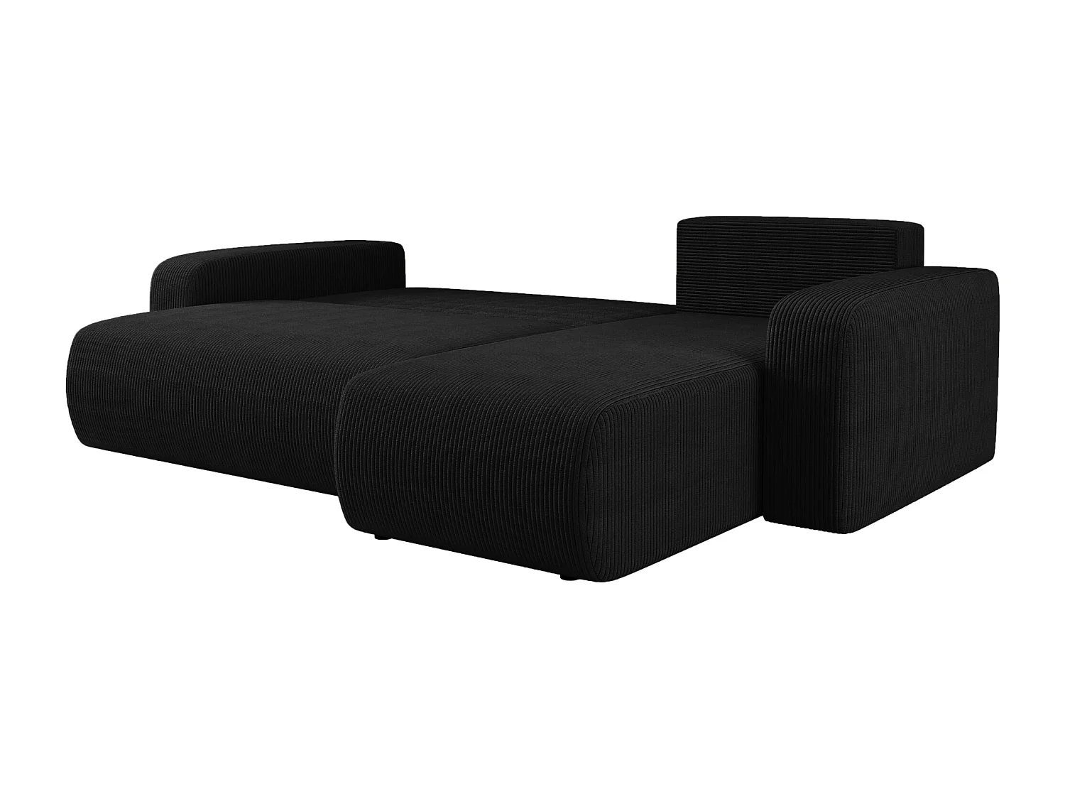 Canapé d'Angle réversible convertible avec fonction de couchage Piano L coffre universel en velours côtelé noir du fabricant - VINOTTI