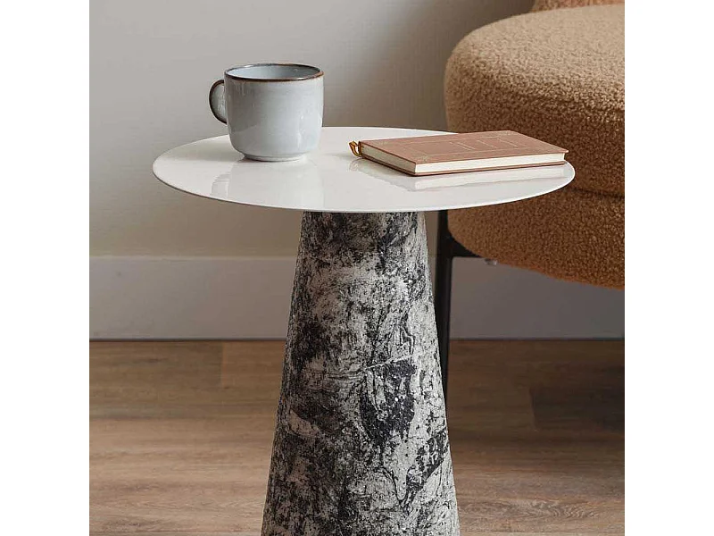 Table d'appoint en métal Mosaic Marble High