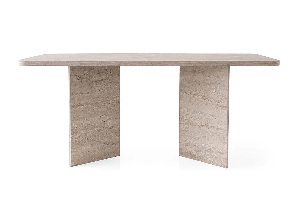 Sam - Table à manger rectangulaire 8 personnes effet travertin - Beige