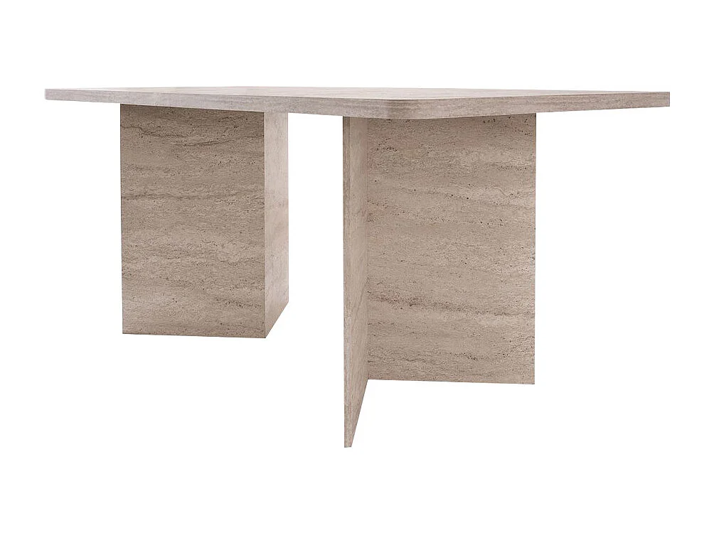 Sam - Table à manger rectangulaire 8 personnes effet travertin - Beige