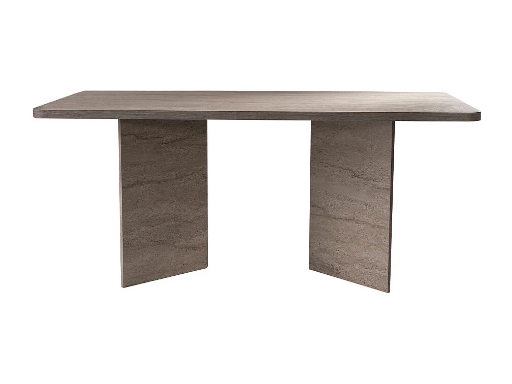 Sam - Table à manger rectangulaire 8 personnes effet travertin - Beige