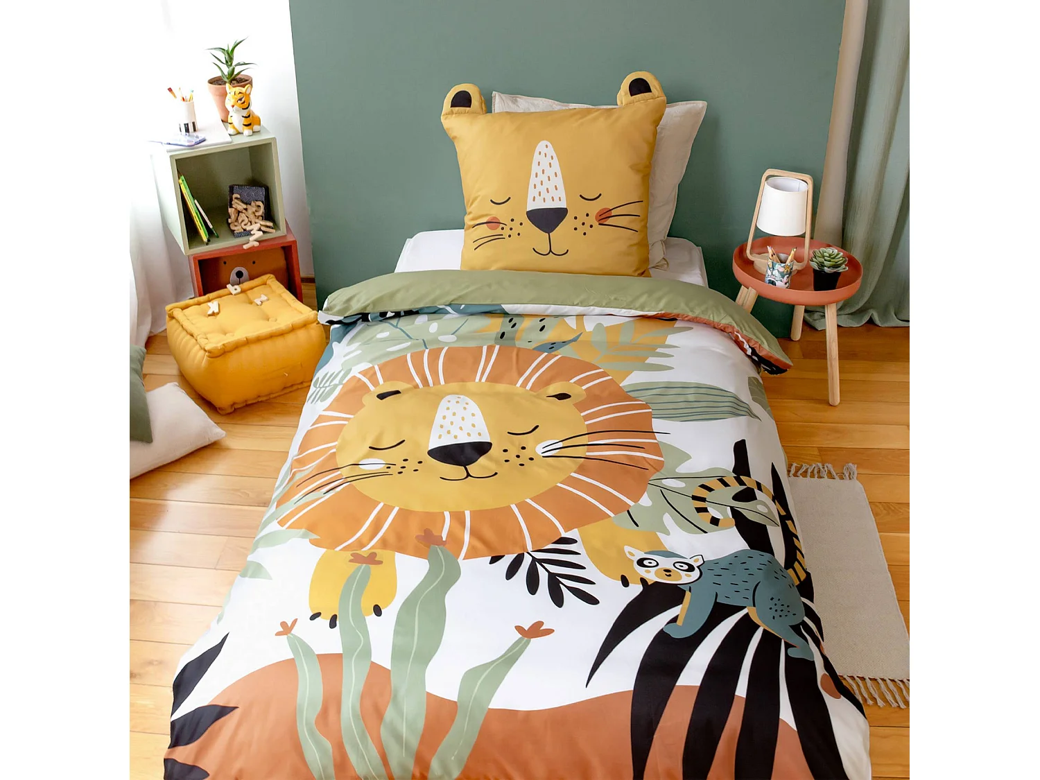 Parure de lit microfibre réversible imprimé savane 1 place 140x200cm - Oscar