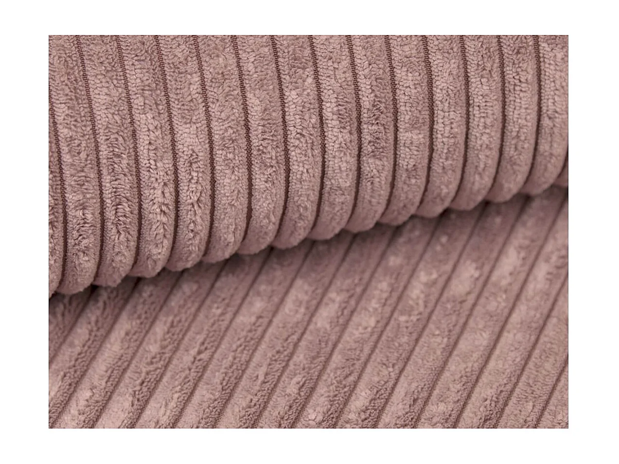 Canapé FARAH d'angle réversible et convertible 4 places avec un pouf en velours côtelé - Rose