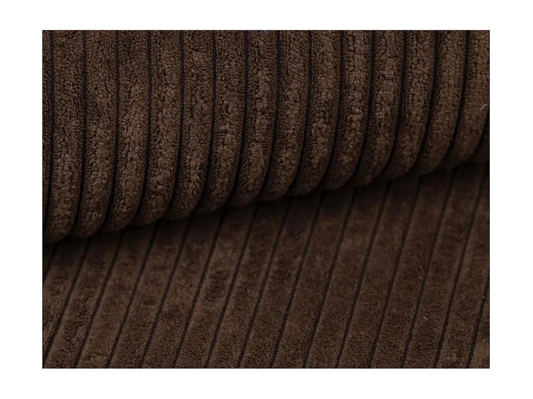 Canapé FARAH d'angle réversible et convertible 4 places avec un pouf en velours côtelé - Marron