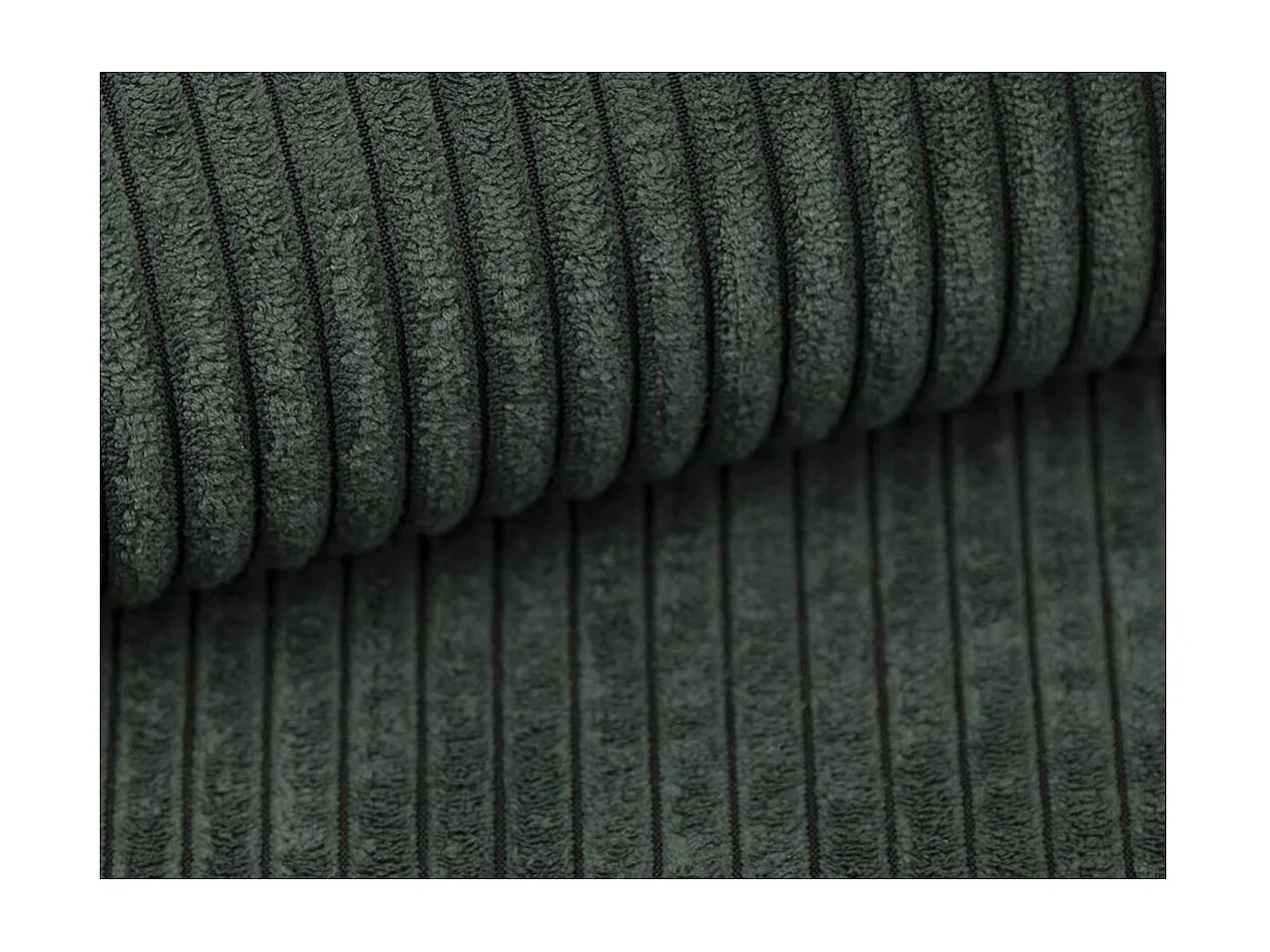 Canapé FARAH d'angle réversible et convertible 4 places avec un pouf en velours côtelé - Vert foncé