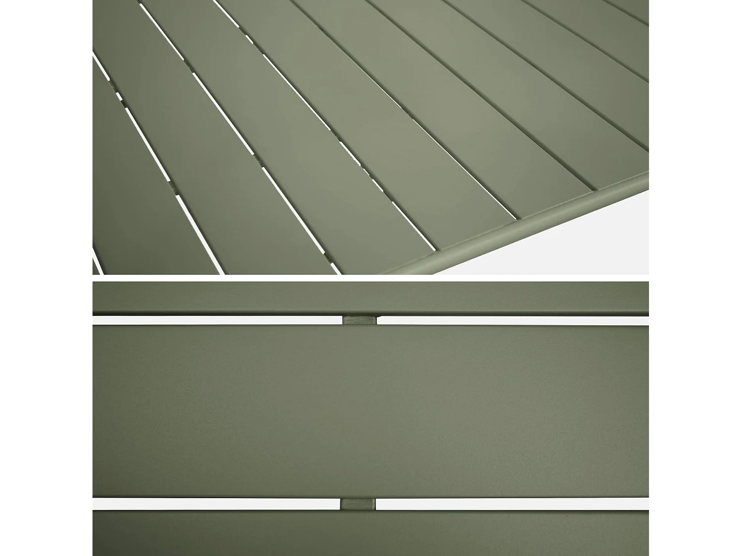 Tavolo da giardino pieghevole in metallo , 6 sedute, verde kaki