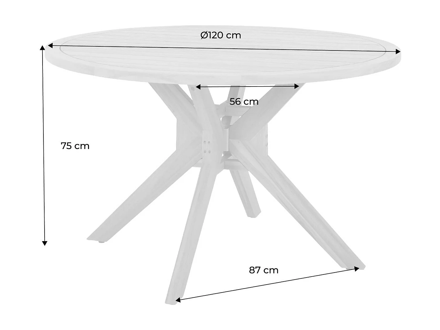 Table ronde de jardin bois d'acacia 6 places naturel - Avena