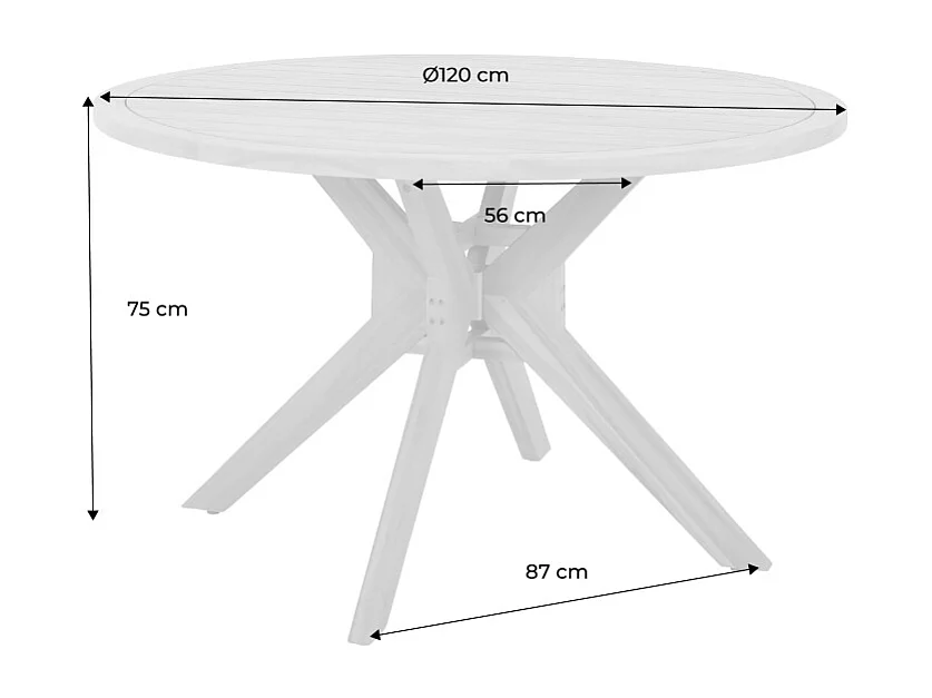 Table ronde de jardin bois d'acacia 6 places naturel - Avena