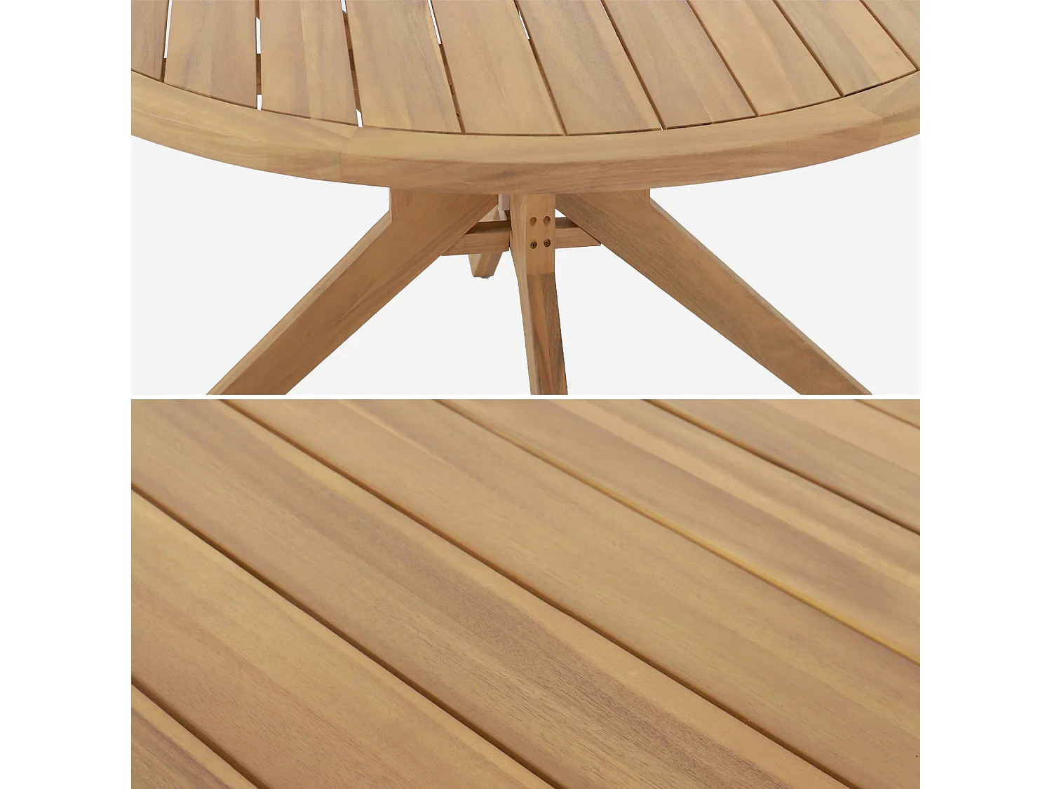 Tavolo da giardino in legno di acacia,  6 posti, marrone naturale