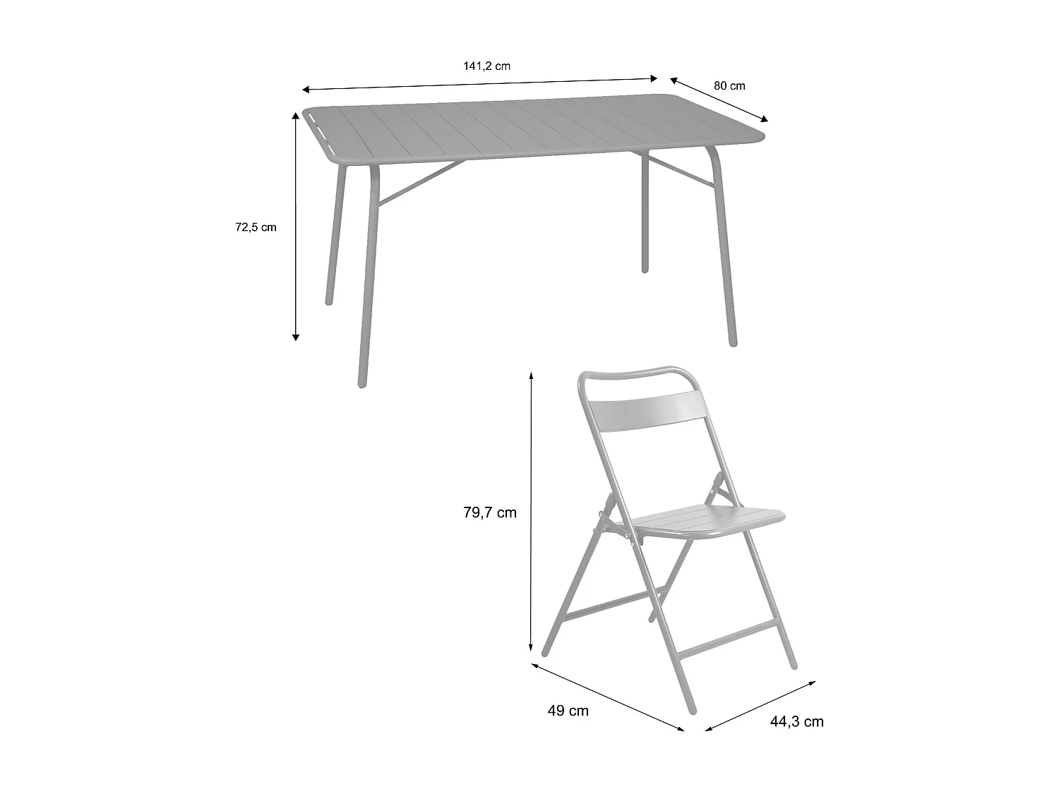 Set tavolo da giardino bistrot pieghevole in metallo con 6 sedie,