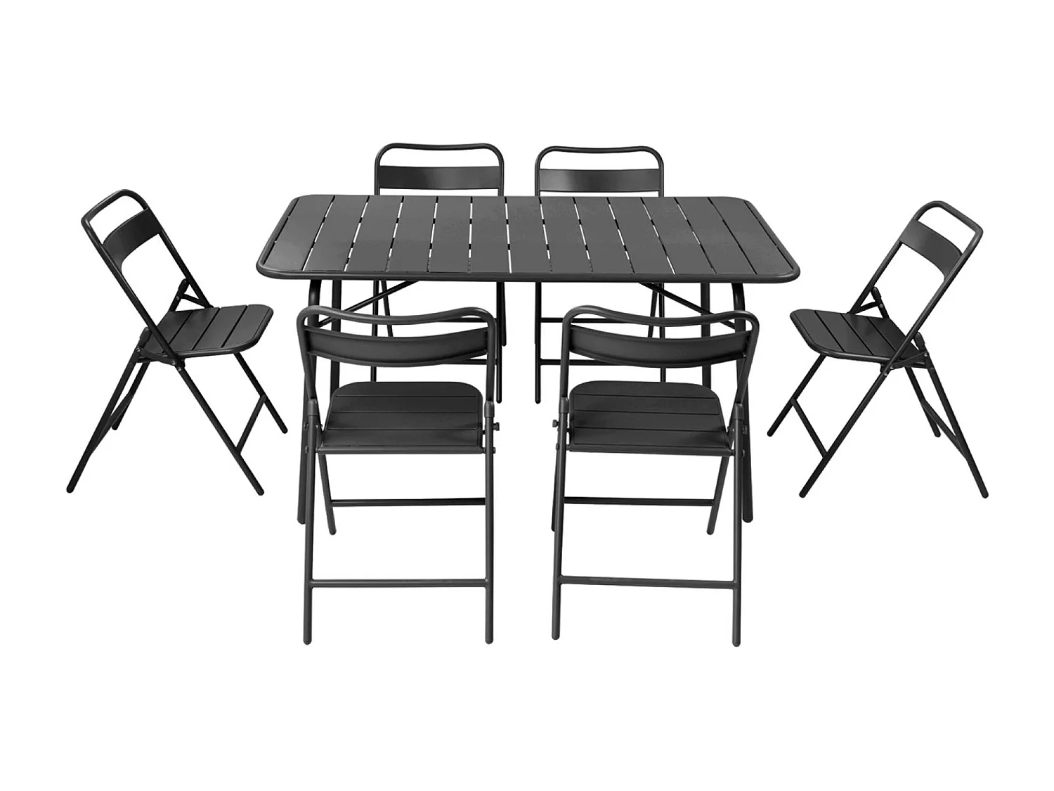 Tavolo da giardino pieghevole in metallo , 6 sedute, antracite
